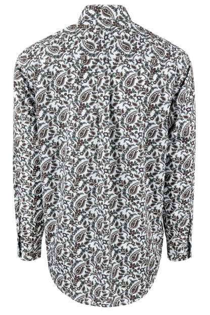 Cinch Paisley Button-Front Shirt - White and Green