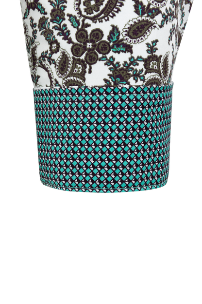 Cinch Paisley Button-Front Shirt - White and Green