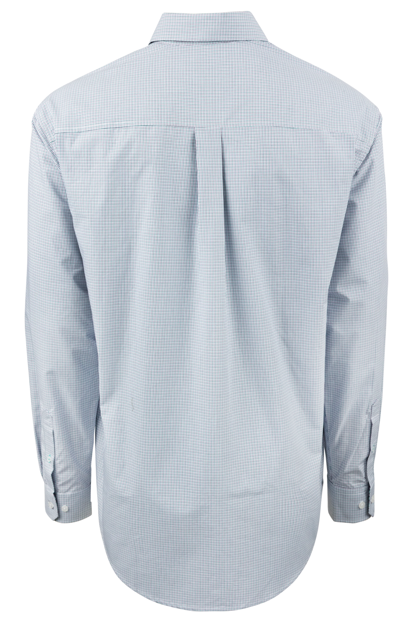 Cinch Mini Check Button-Front Shirt - Blue