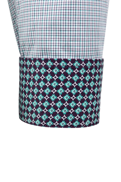 Cinch Mini Check Button-Front Shirt - Blue