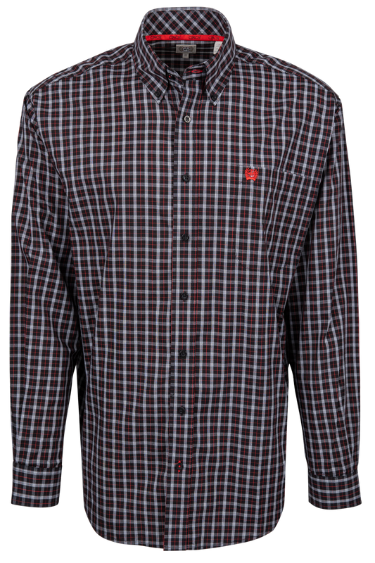 Cinch Button-Front Shirt - Multi Black
