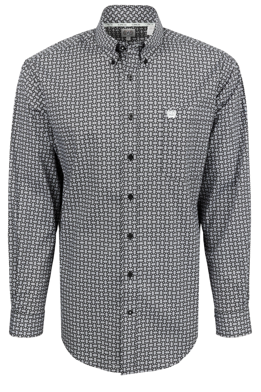 Cinch Button-Front Shirt - Black