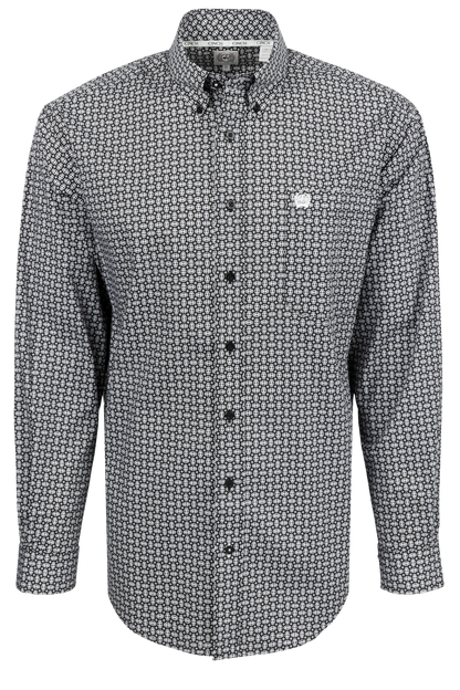 Cinch Button-Front Shirt - Black