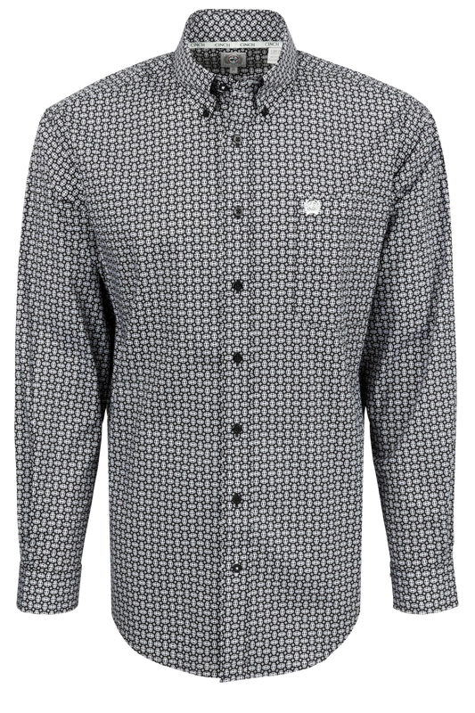 Cinch Button-Front Shirt - Black