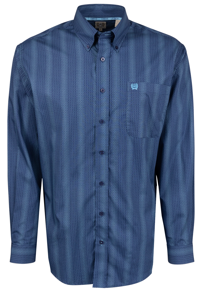Cinch Striped Button-Front Shirt - Royal Blue