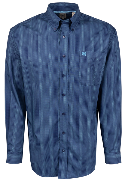 Cinch Striped Button-Front Shirt - Royal Blue