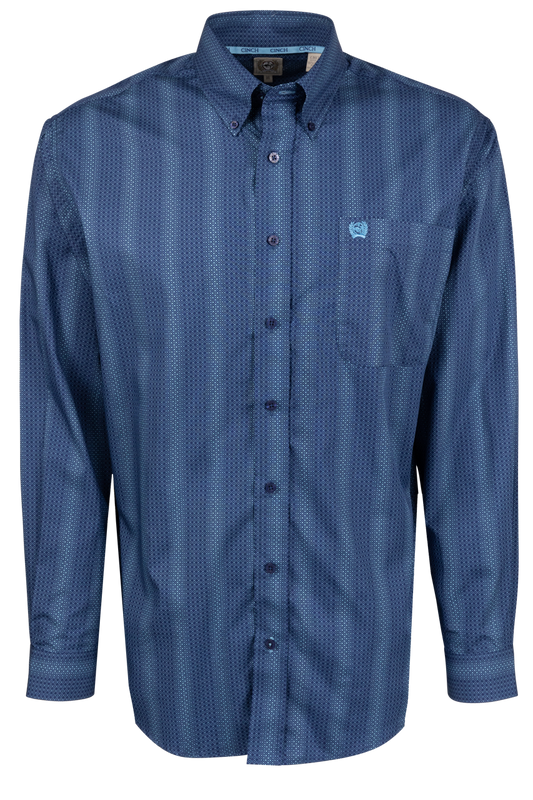 Cinch Striped Button-Front Shirt - Royal Blue