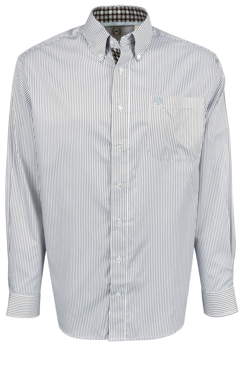 Cinch Striped Button-Front Shirt - Gray