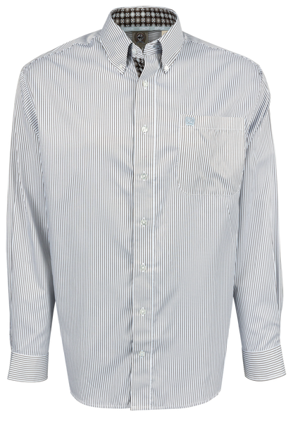Cinch Striped Button-Front Shirt - Gray