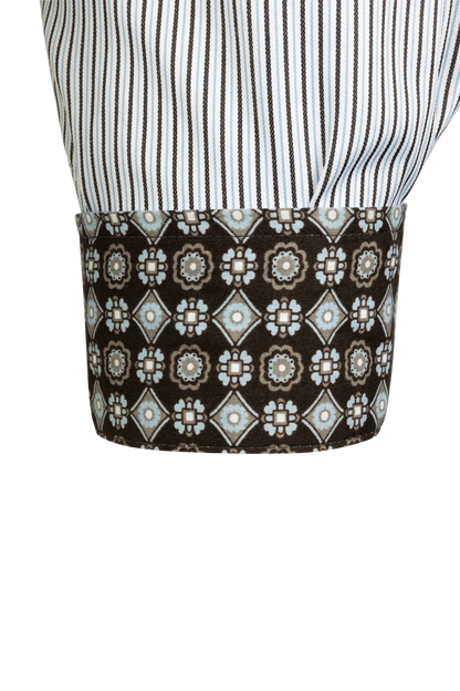 Cinch Striped Button-Front Shirt - Gray