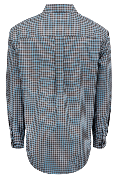 Cinch Button-Front Shirt - Brown/Blue