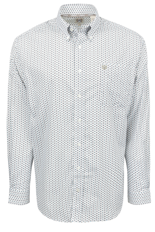 Cinch Button-Front Shirt - White