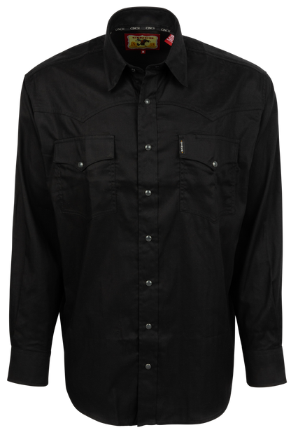 Cinch Herringbone Snap Front Shirt - Solid Black