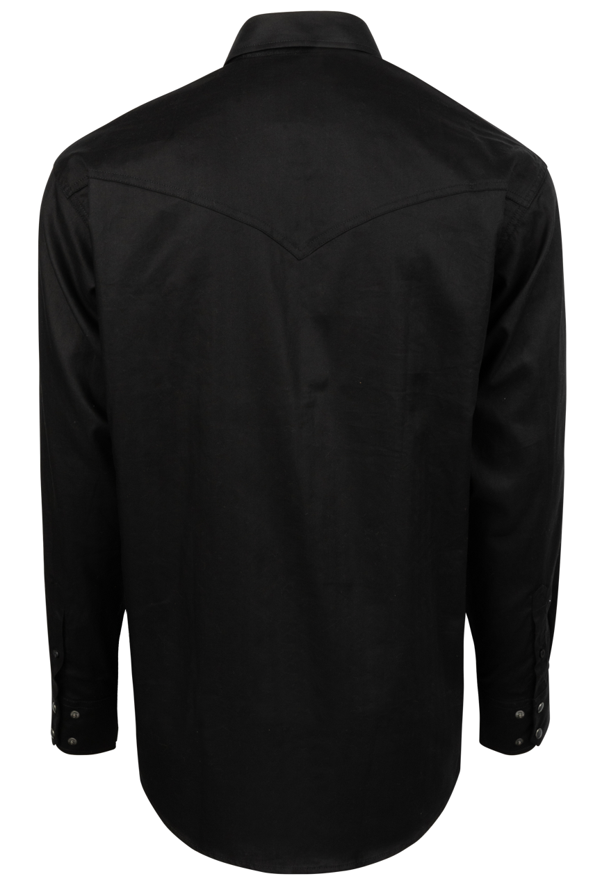 Cinch Herringbone Snap Front Shirt - Solid Black