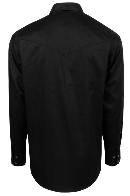 Cinch Herringbone Snap Front Shirt - Solid Black