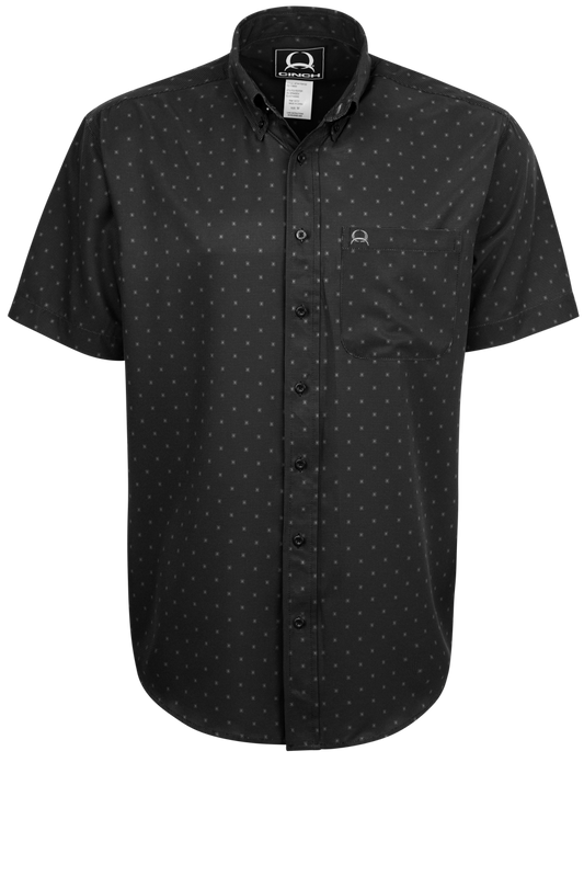 Cinch Arenaflex Button-Front Shirt - Black Block Print