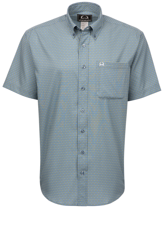 Cinch Arena Flex Button-Front Shirt - Dotted Blue