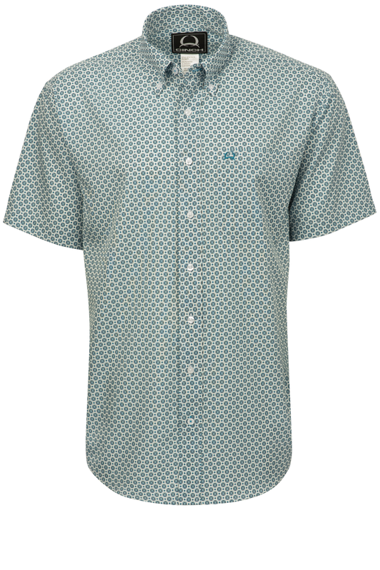 Cinch Arena Flex Button-Front Shirt - White & Blue Foulard