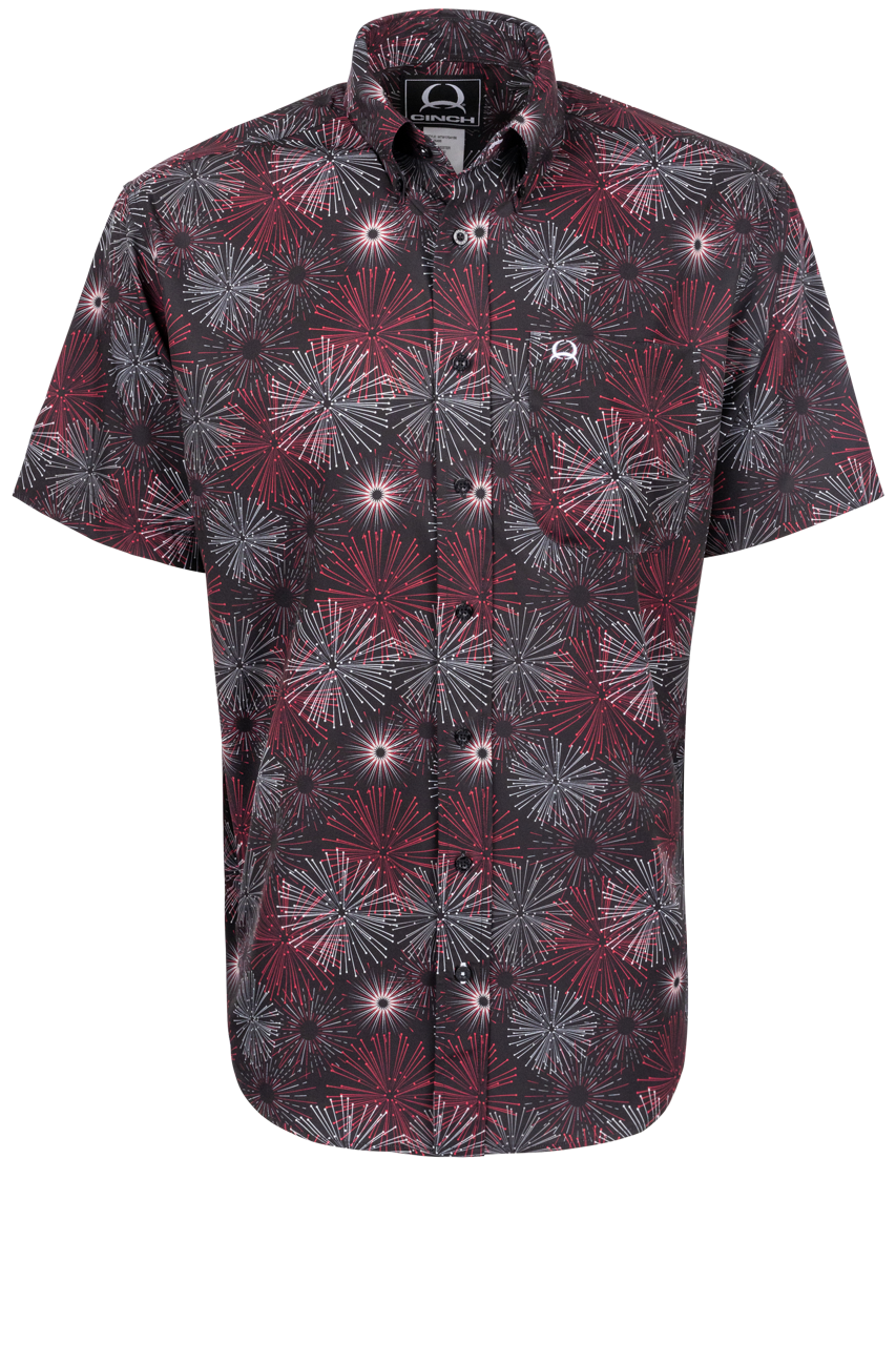 Cinch Arena Flex Button-Front Shirt - Black Firework
