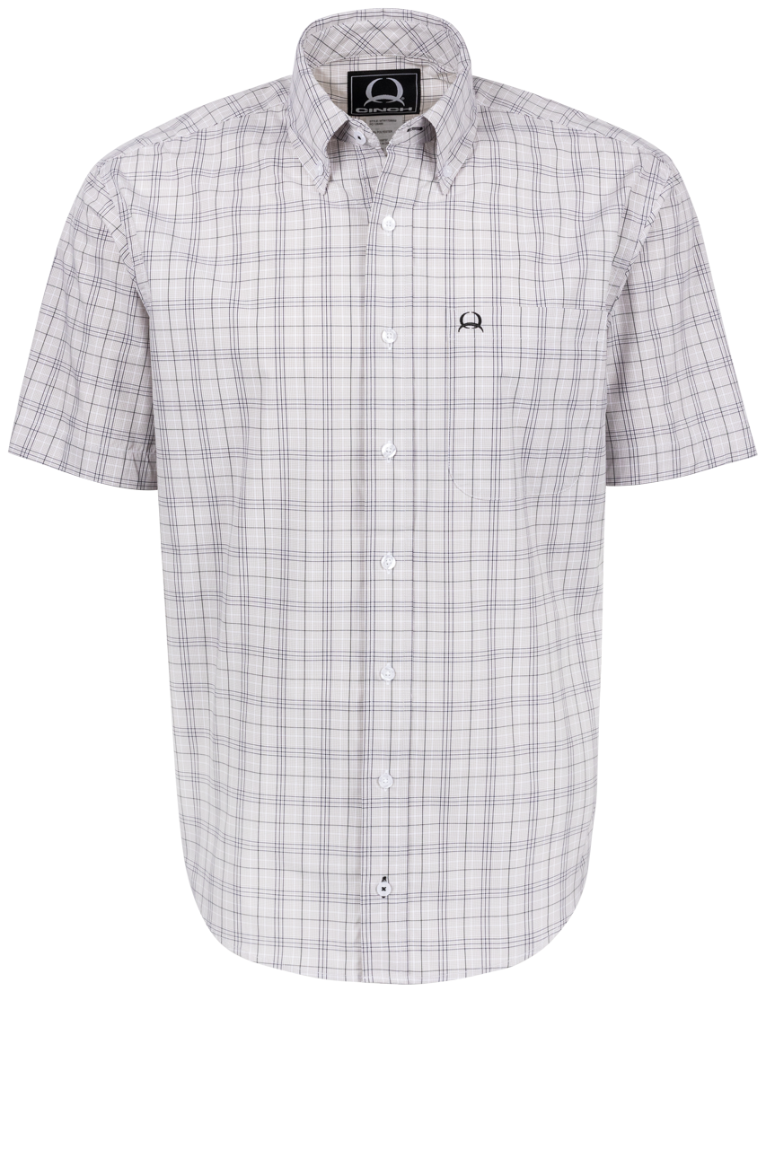 Cinch Arena Flex Button-Front Shirt - White Plaid