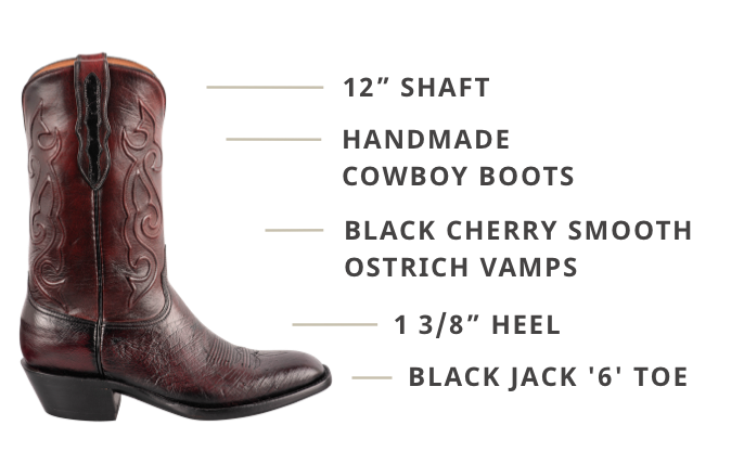 Black Jack Exclusive Black Cherry Smooth Ostrich Cowboy Black Jack Exclusive Black Cherry Smooth Ostrich Cowboy