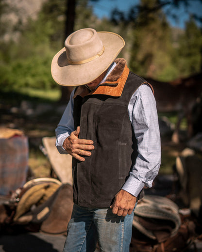 Pinto Ranch Black Suede and Shearling Vest