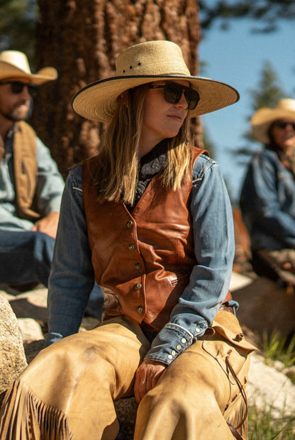 Pinto Ranch Classic Brown Leather Vest