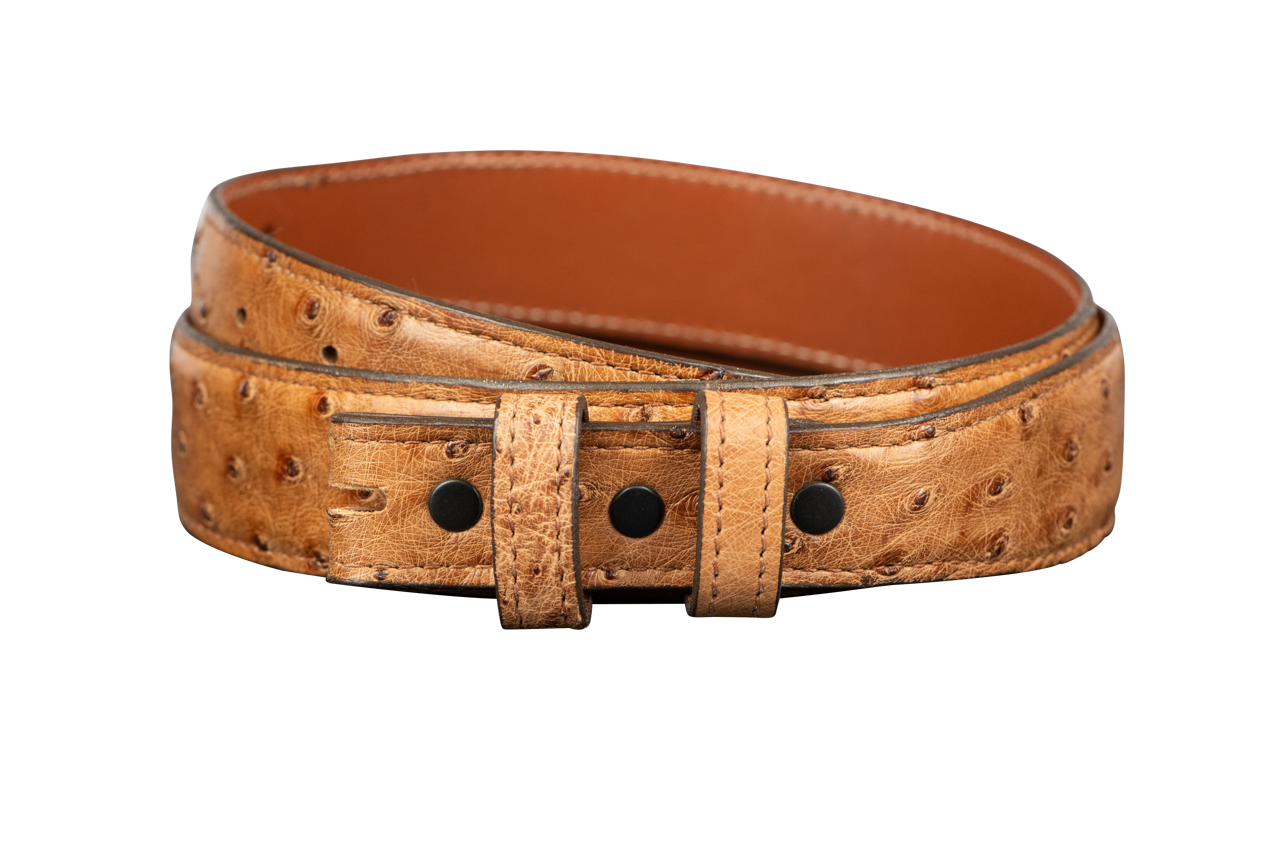 Chacon 1.25" Full-Quill Ostrich Tapered Belt Strap