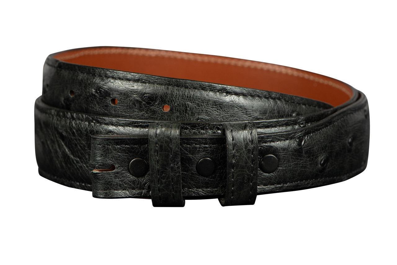 Cognac Ostrich Leather Belt Strap - 1 1/4 > 1 Taper