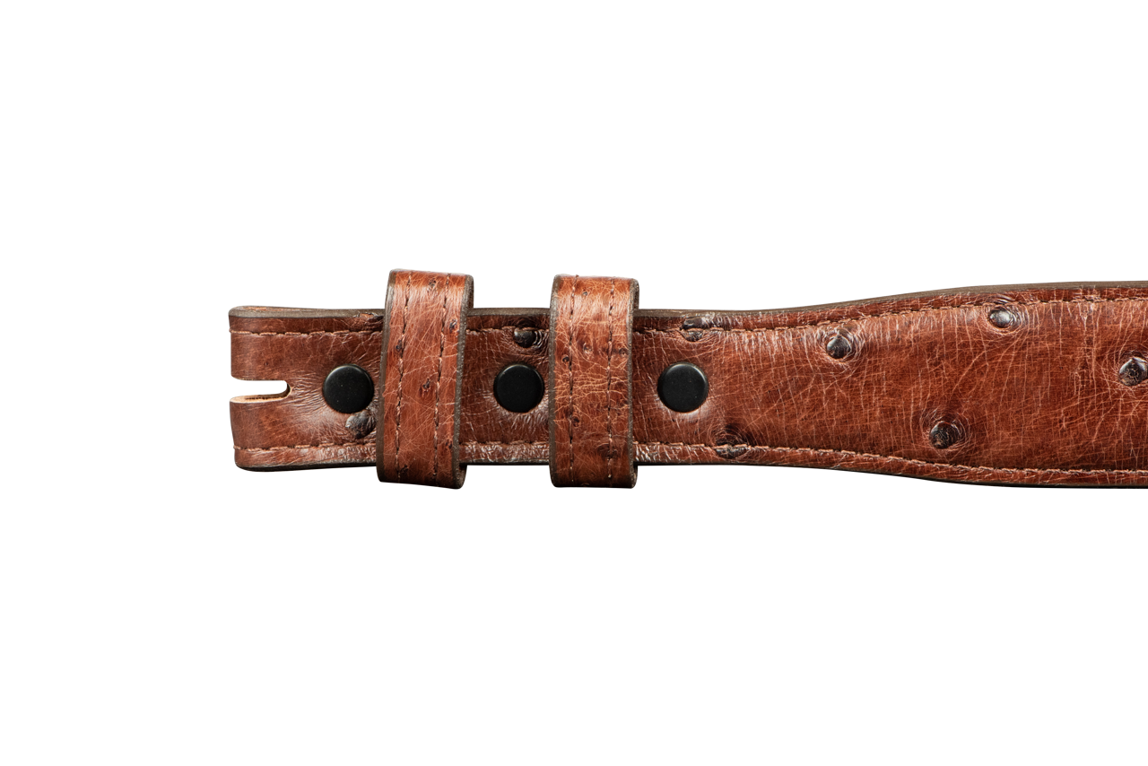 Chacon 1.25" Full-Quill Ostrich Tapered Belt Strap