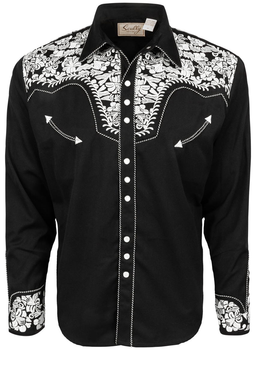 Scully Gunfighter Western Snap Front Shirt - Silver