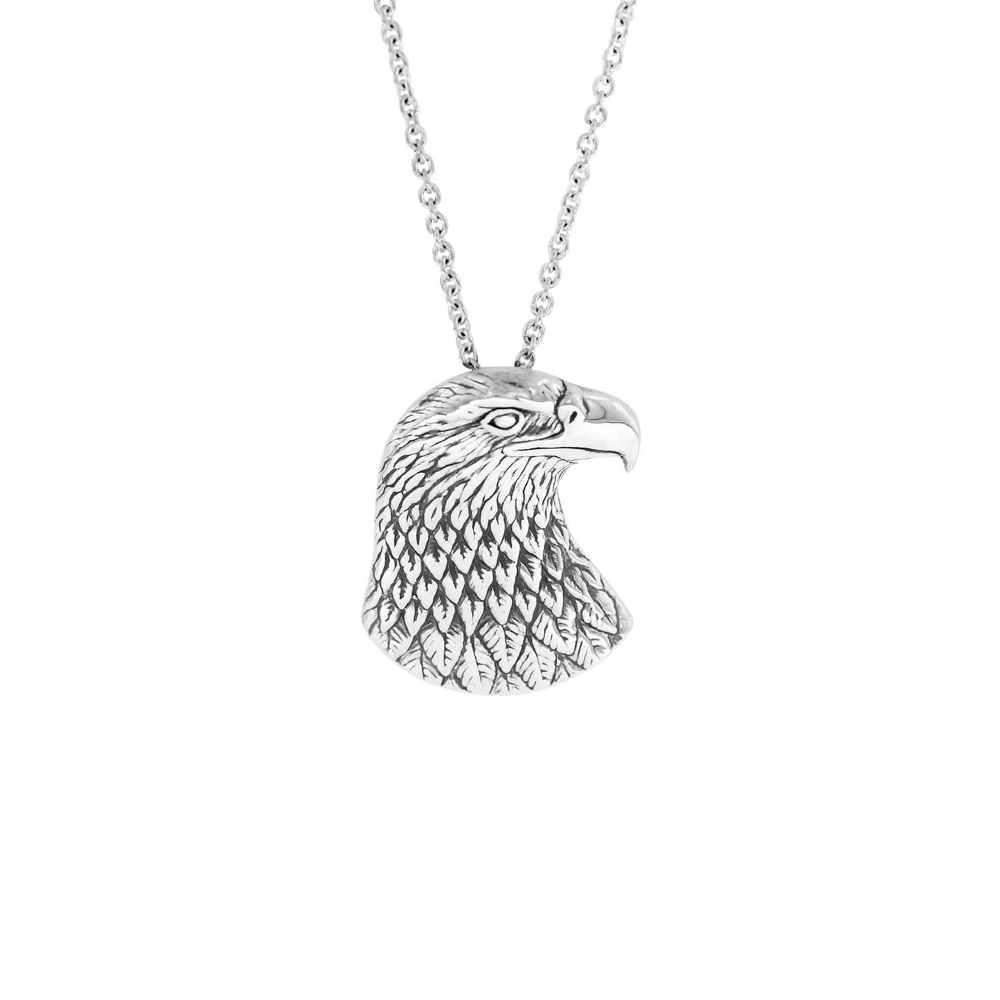 Sterling Silver Eagle Head Pendant Necklace