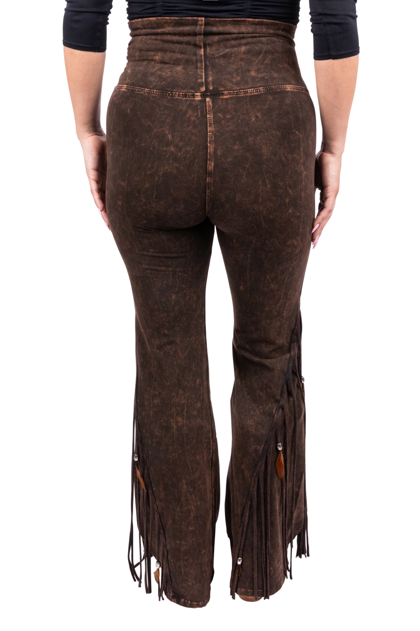 Pat Dahnke Brown Distressed Fringe Pants