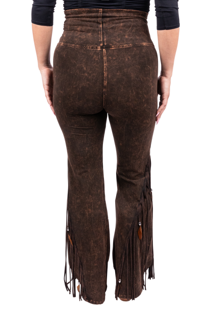 Pat Dahnke Brown Distressed Fringe Pants