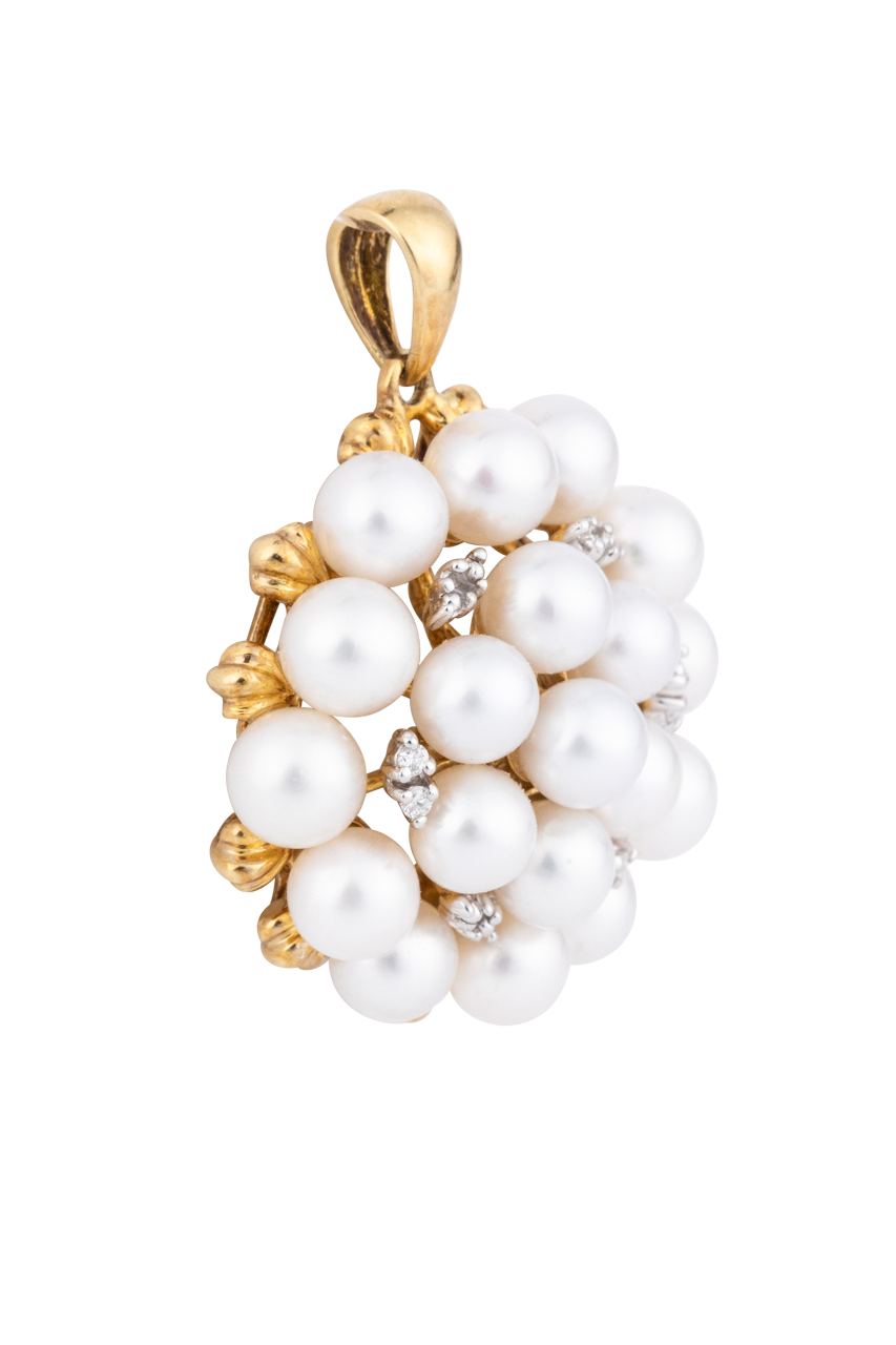 Pearl & Diamond Cluster Pendant
