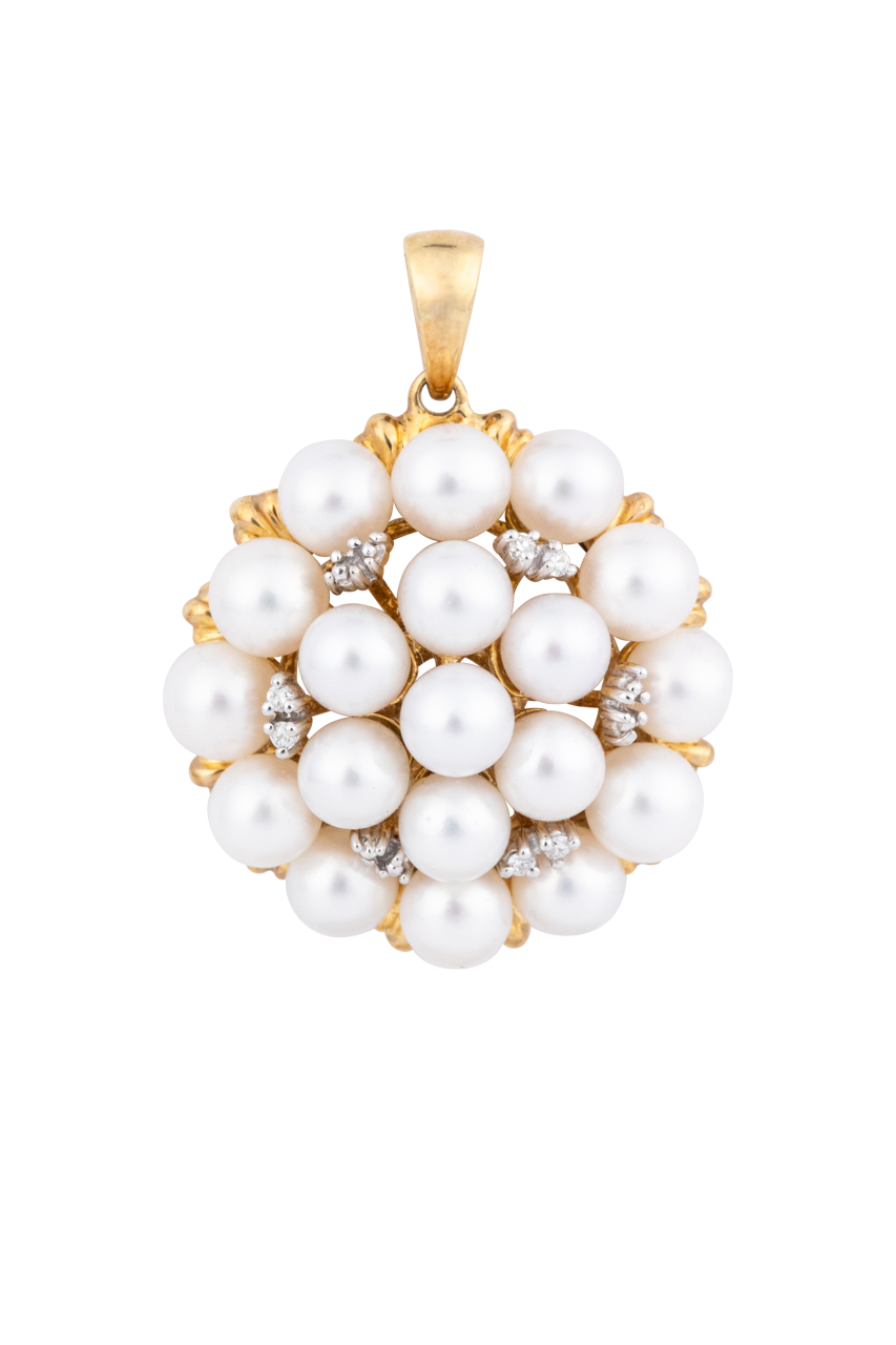 Pearl & Diamond Cluster Pendant