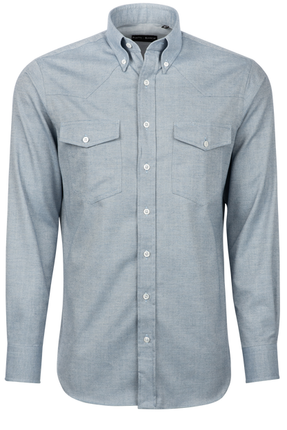 Pinto Ranch YY Collection Herringbone Twill Button-Front Shirt - Blue