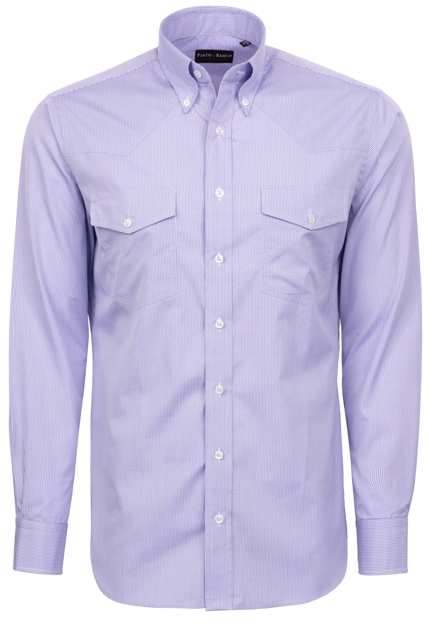 Pinto Ranch YY Collection Button-Front Shirt - Lavender Check