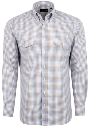 Pinto Ranch YY Collection Checked Poplin Button-Front Shirt - Tan