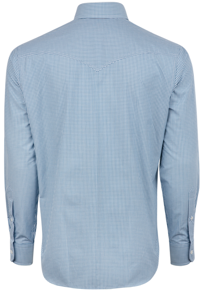 Pinto Ranch YY Collection Checked Poplin Button-Front Shirt - Blue