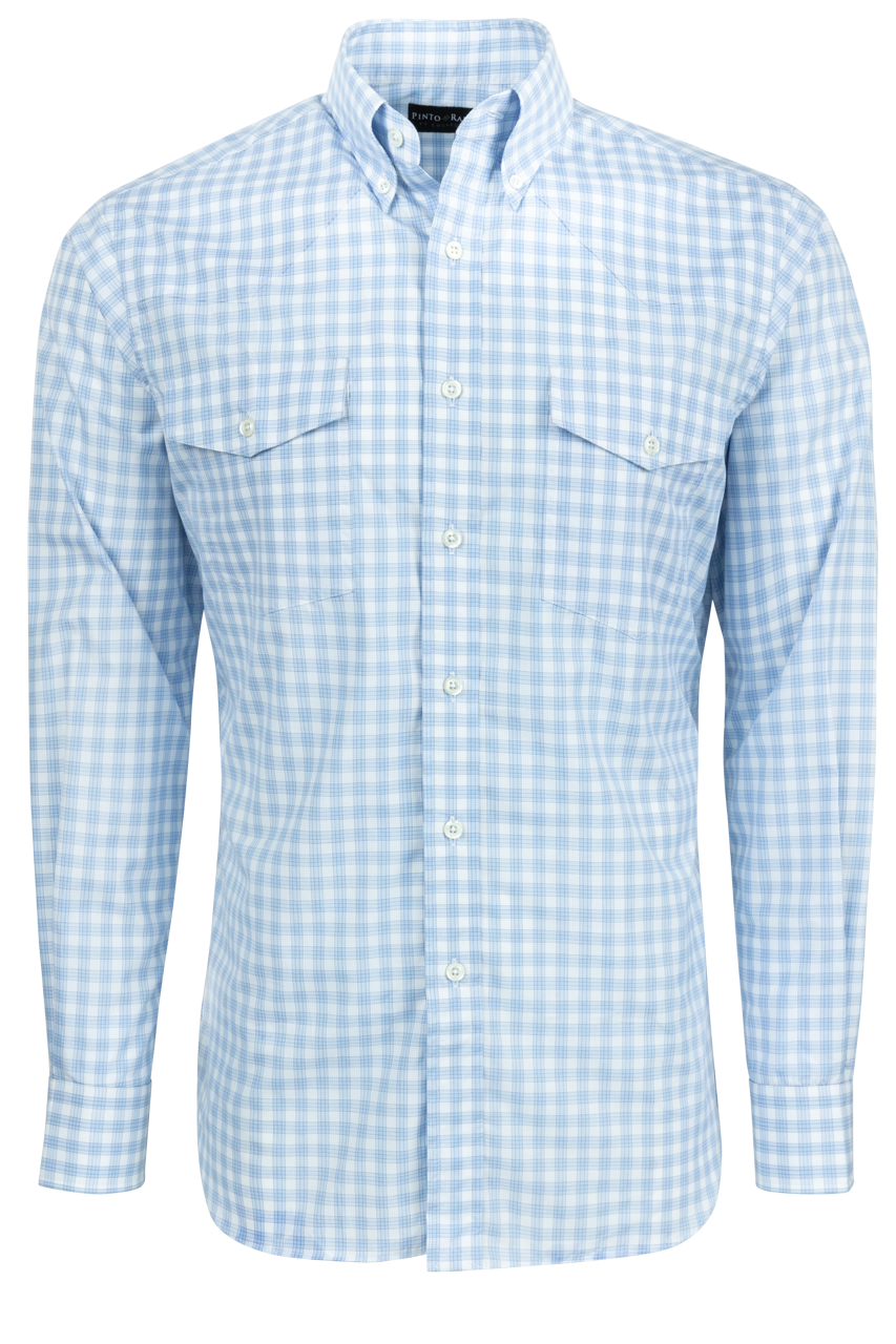 Pinto Ranch YY Collection Button-Front Shirt - Blue Check