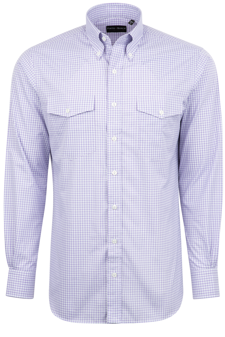 Pinto Ranch YY Collection Checked Poplin Button-Front Shirt - Purple