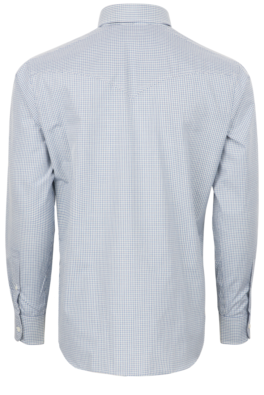 Pinto Ranch YY Collection Button-Front Shirt - Blue Check Poplin