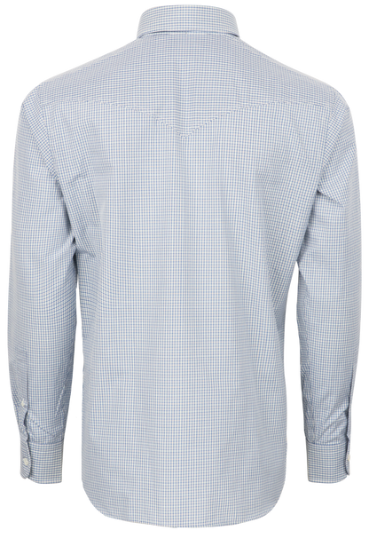 Pinto Ranch YY Collection Button-Front Shirt - Blue Check Poplin