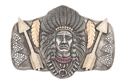 Engraved Arrows & Feathers Belt Buckle