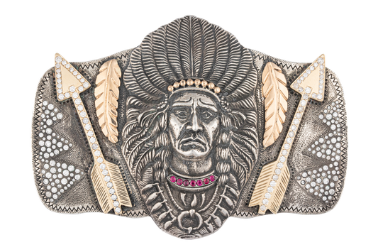 Engraved Arrows & Feathers Belt Buckle
