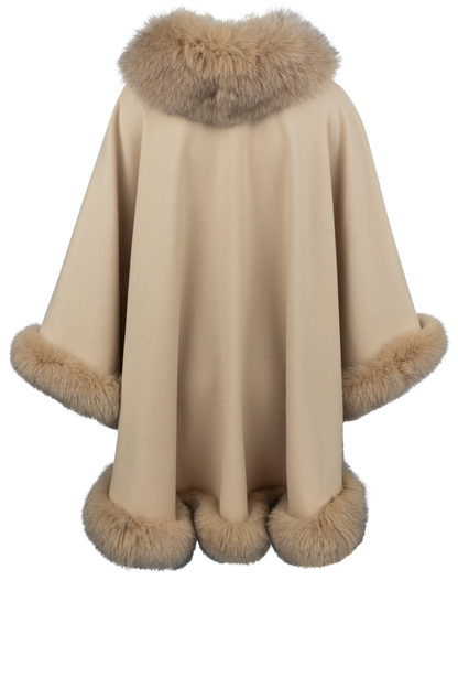 Pinto Ranch Cashmere & Fox Fur Cape - Tan