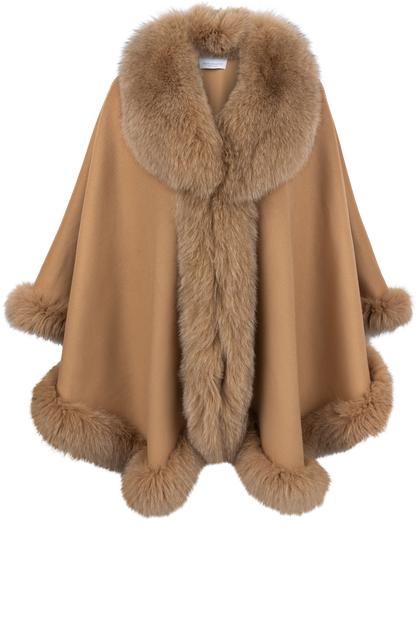 Pinto Ranch Cashmere & Fox Fur Cape - Camel