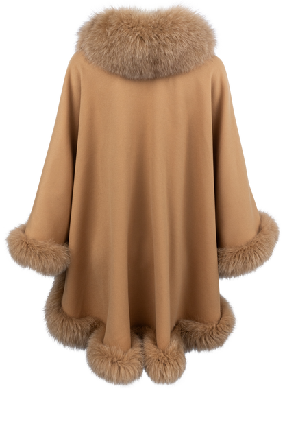 Pinto Ranch Cashmere & Fox Fur Cape - Camel