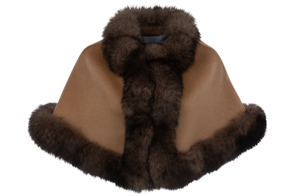 Pinto Ranch Dark Brown Cashmere and Fox Fur Western Stole | Pinto